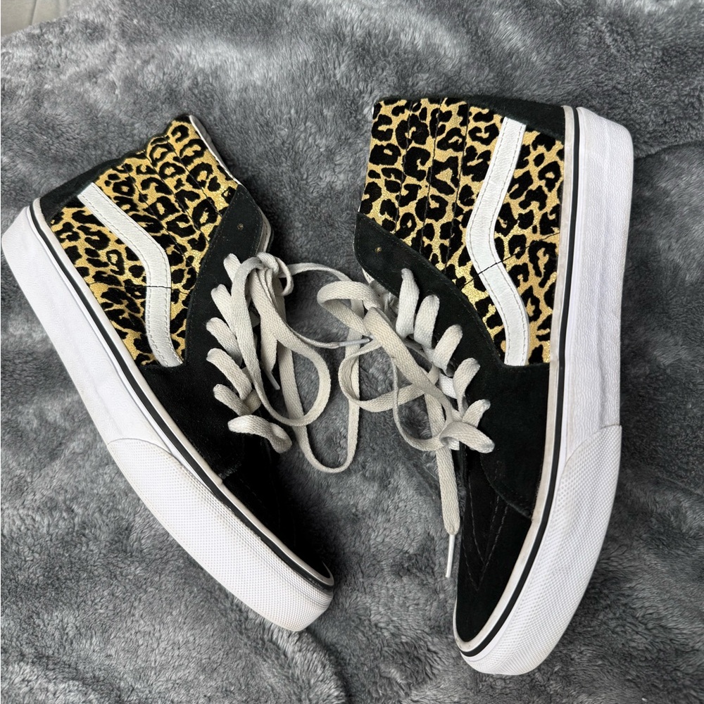 Vans Sk8 Hi glitter Leopard Print Suede Hightop Shoes
